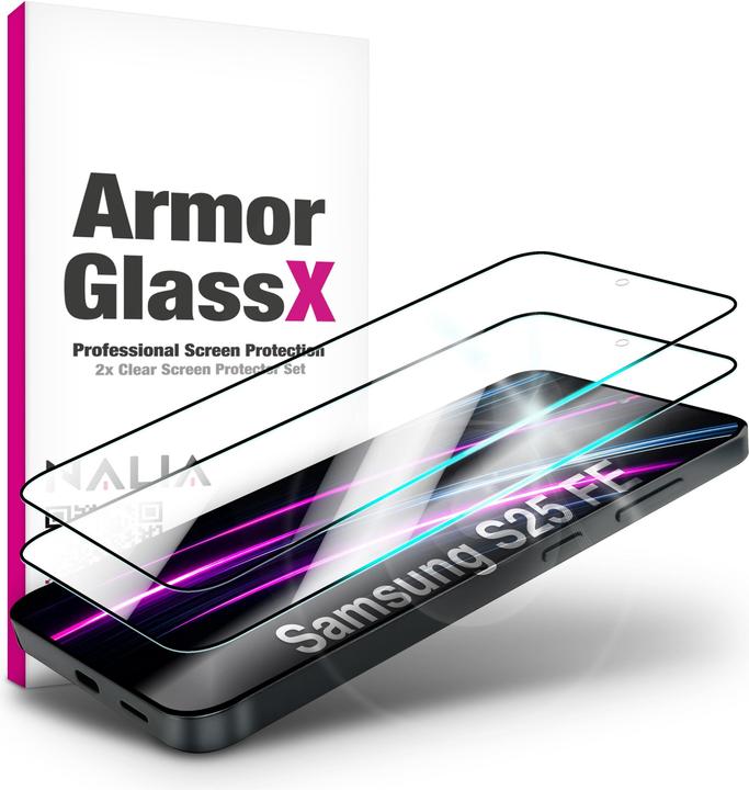 Produktbild Nalia Schutzglas "ArmorGlassX" - 2x Display Glas 9H Kratzfest Ultra Klar - Screen Protector Tempered Glass (Samsung Galaxy S25 FE)
