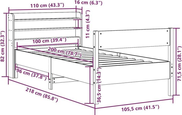 Image du produit vidaXL Bettgestell (100 x 200 cm)