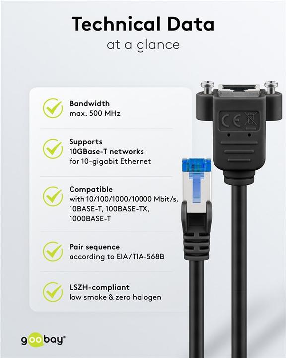 Produktbild Goobay CAT 6A Verlängerungskabel, S/FTP PiMF, schwarz (PiMF, S/FTP, CAT6a, 3 m)
