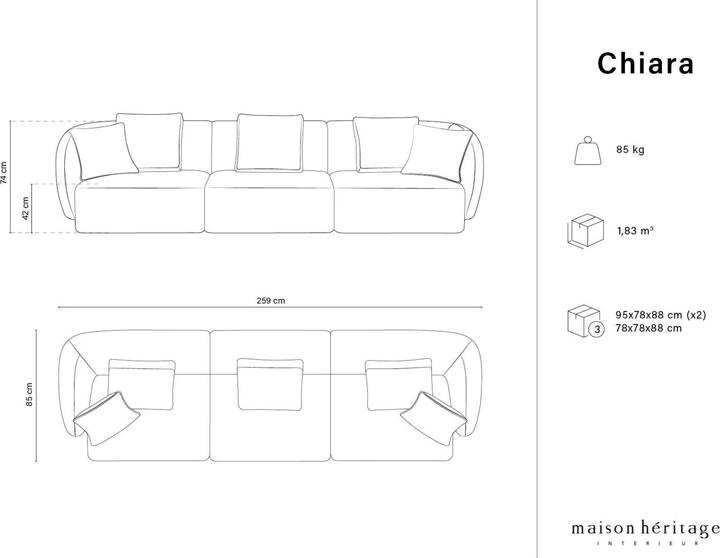 Actual product image Maison Heritage Chiara (3-seater, Modular sofa)