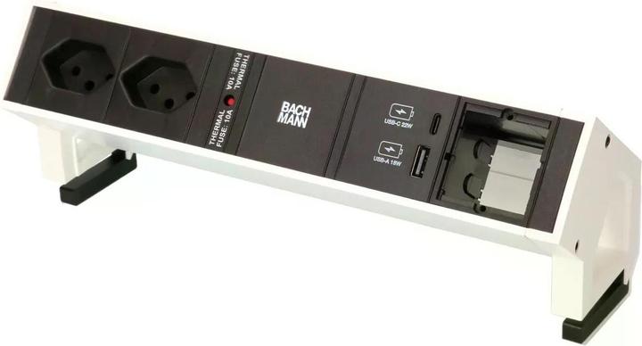 Bachmann Tischsteckdosenleiste DESK2 2x T13 1x USB A/C 1x Leer, Ws (2 x, Typ 13, 0.20 m)
