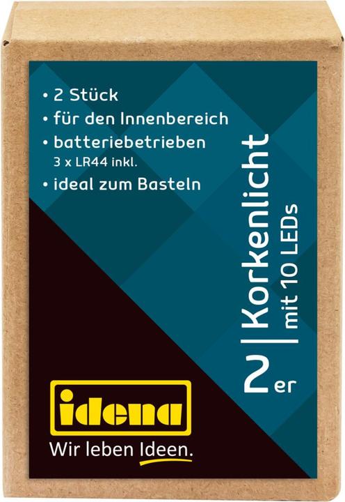 Produktbild Idena Korken-Lichterkette 2er Set,10 LED, warmweiss (0.90 m)