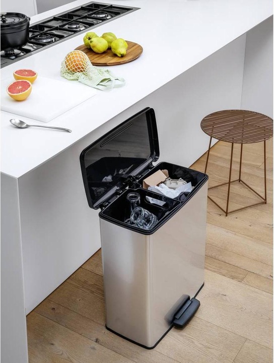 Actual product image Curver Deco bin slim 254619 Waste bin 52 l (W x H x D) 486 x 615 x 284 mm Silbe (52 l)
