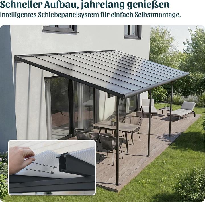 Actual product image Palram CANOPIA | Sierra 10X34 / 3X10.4 Patio Cover Dark Grey Clear