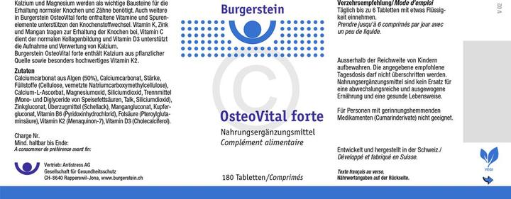 Nährwerte und Zutaten Burgerstein OsteoVital Forte (120 Stk., Tabletten, 118 g)