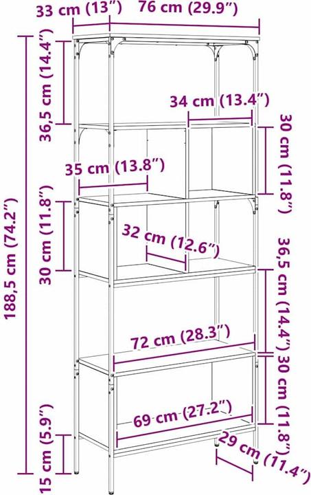 Immagine prodotto vidaXL Bücherregal (76 x 33 x 188.50 cm)