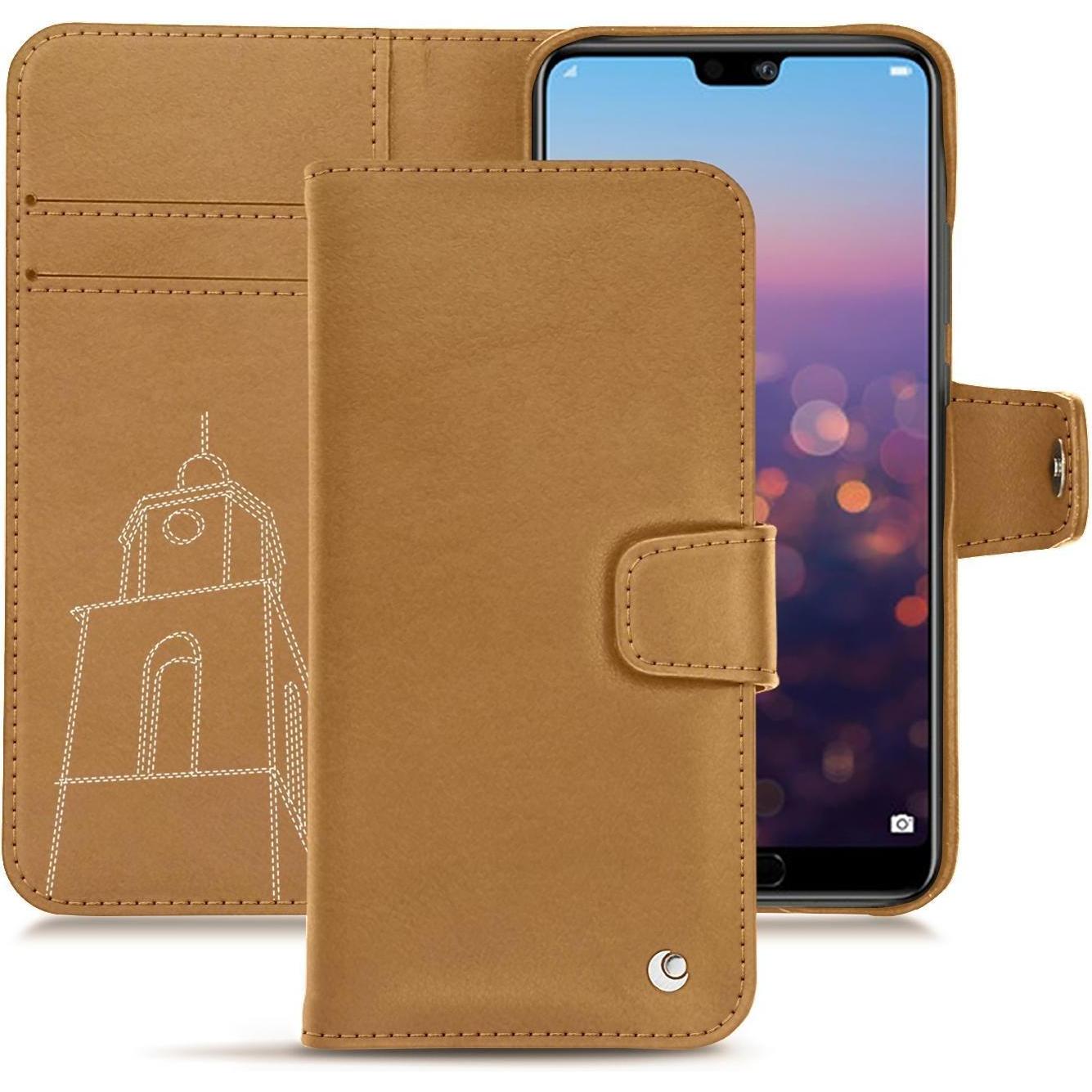 Noreve Lederschutzhülle Wallet (Huawei P20 Pro), Smartphone Hülle, Braun