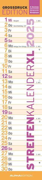 Produktbild Alpha Edition GROSSDRUCK Streifenplaner XL 2025, 15x64cm, Streifenkalender mit einer Spalte für (1 Monat / 1 Seite)