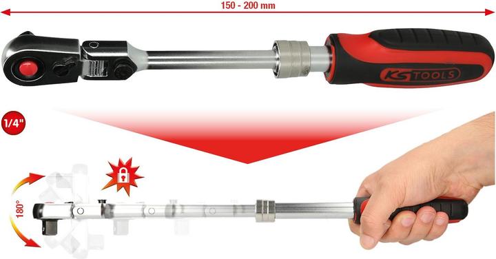 Actual product image KS Tools 1/4" SlimPOWER telescopic joint reversible ratchet (1/4")