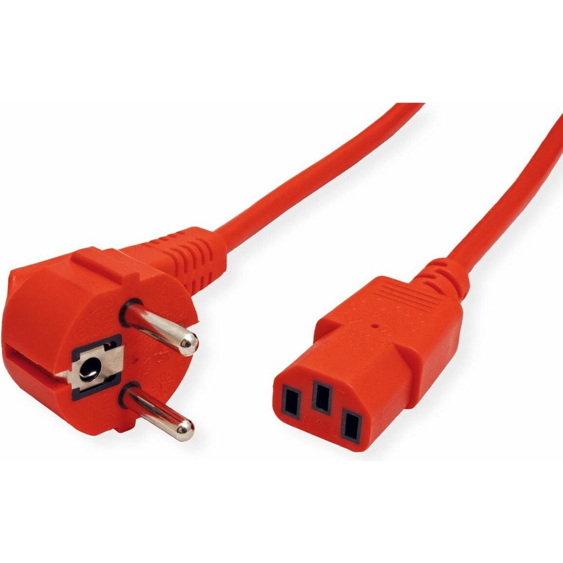 Roline Rosso Cavo Di Alimentazione Cee 7/7 (M) Angolato A Iec 60320 C13 Diritto (1.80 M), Cavo Di Alimentazione,