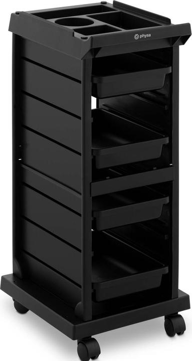 Produktbild Physa Rollbarer Friseurtrolley Friseurwagen Kosmetikwagen 4 Schubladen 10 kg schwarz