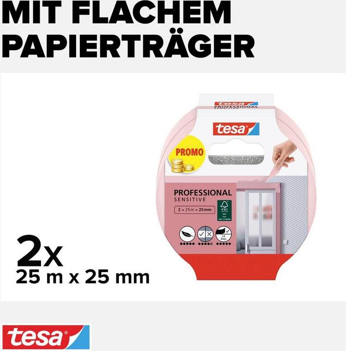 Immagine prodotto tesa 2x Nastro da pittore SENSIBILE (25 mm)