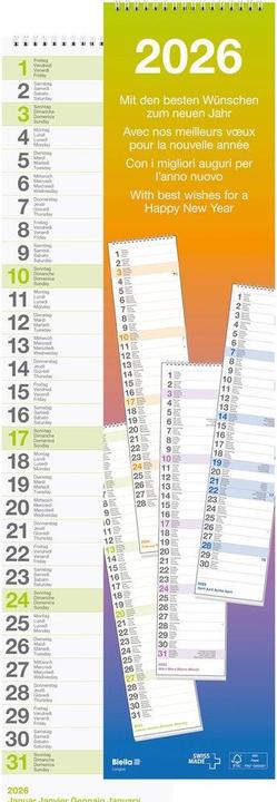 Valeurs nutritives et ingrédients Biella Wandkalender (12 x 54,5 cm, Non contraignant, Allemand, Français, Italien, Anglais)