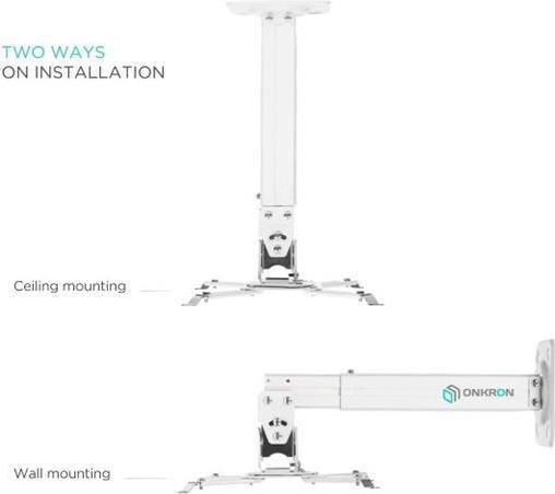 Produktbild Onkron Adjustable Ceiling/Wall Projector Mount up to 10 kg, White (Decke, Wand)