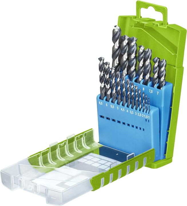 Actual product image kwb HI-NOX HSS drill set 19 pieces (1 mm, 1.5 mm, 2 mm, 2.5 mm, 3 mm, 3.5 mm, 4 mm, 4.5 mm, 5 mm, 5.5 mm, 6 mm, 6.5 mm, 7 mm, 7.5 mm, 8 mm, 8.5 mm, 9 mm, 9.5 mm, 10 mm)