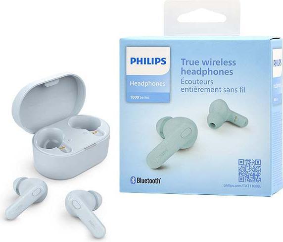 Actual product image Philips TAT1108BL headphones/headset Wireless In-ear Calls/Music Bluetooth Blue (No noise cancellation, 5 h, Wireless)