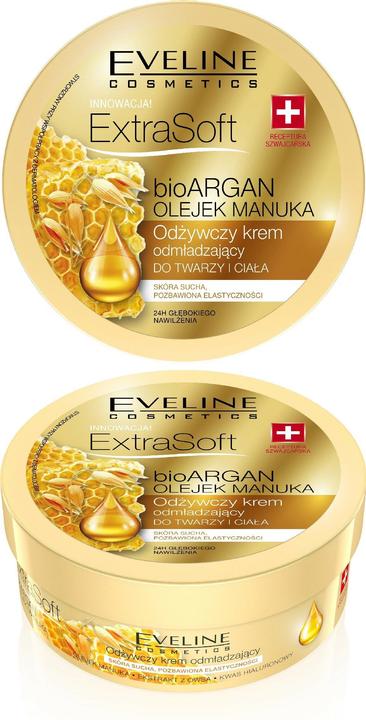Image du produit Eveline Crème nourrissante extra-douce à l'argan bio pour le visage et le corps Huile de manuka (Crème pour le corps, 175 ml)