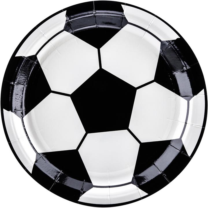Actual product image Partydeco Disposable Football Plate 18 cm, 6 pieces, Black/White (6x)