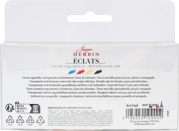 Actual product image Jacques Herbin Set mit 4 Tinten Éclats à 15ml - (Black, Blue, Red, Yellow, 4 pcs.)