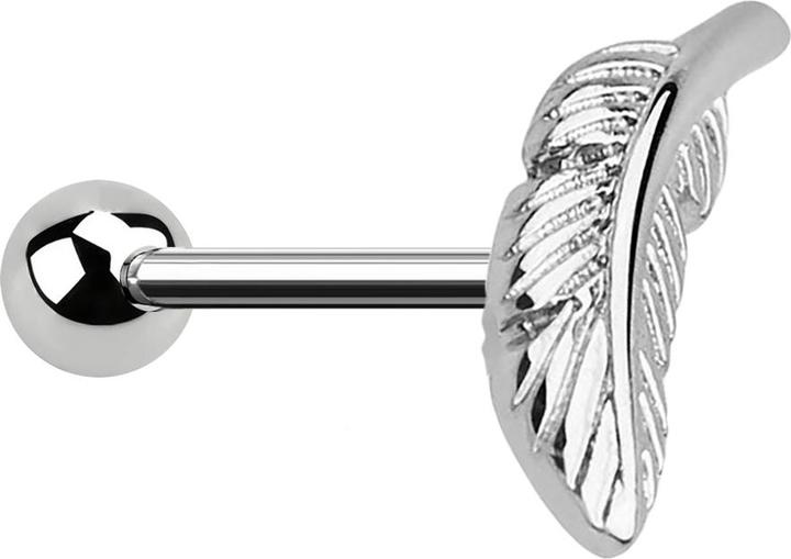 Immagine prodotto Star Piercing Micro Barbell silber mit Kugel und Feder links (Ottone, Acciaio chirurgico 316L)