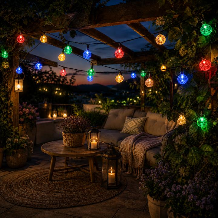 Productafbeelding Forever Light String Light Solar LED CRYSTAL BALLS SCB61 6,5m 30 ballen veelkleurig (0.16 m)