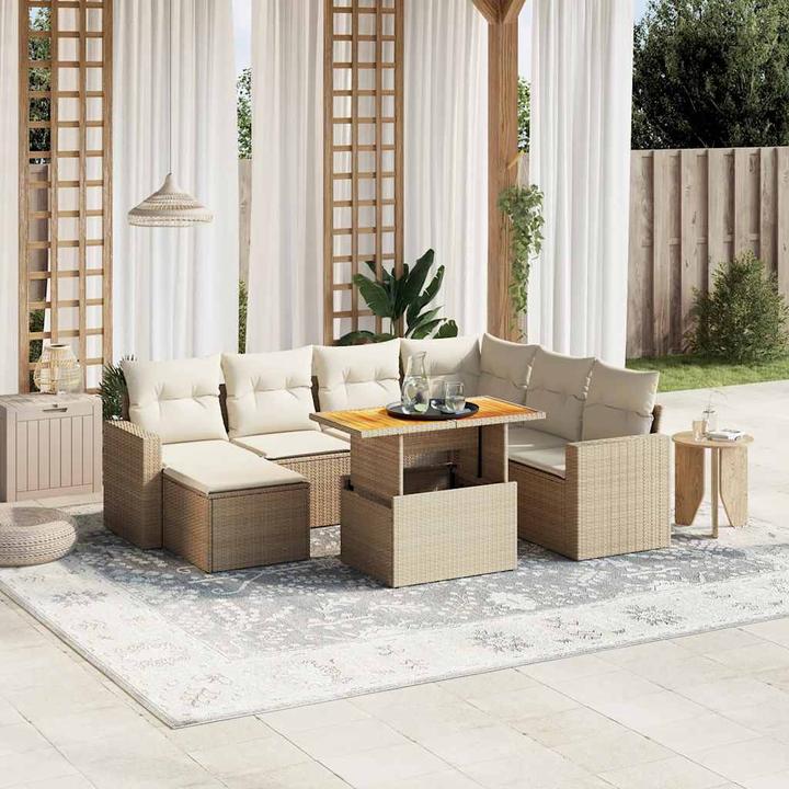 Actual product image vidaXL Garden furniture Sofa set Garden set 8-piece garden seating group Beige
