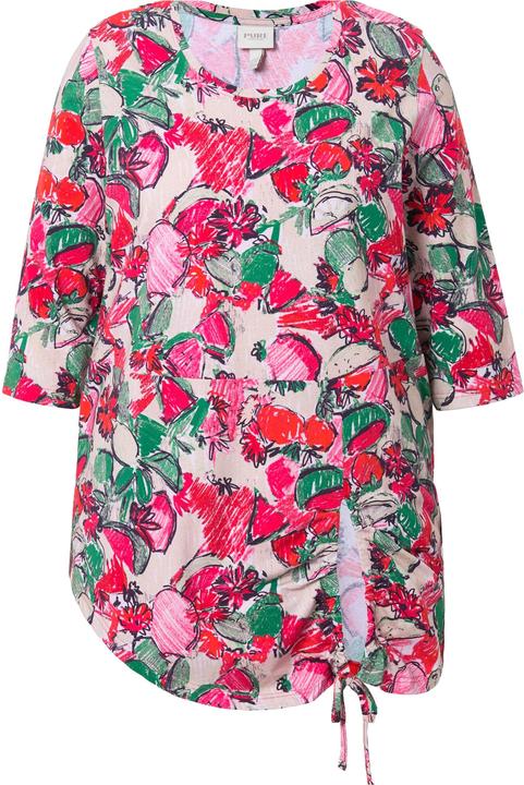 Image du produit Ulla Popken Long T-Shirt, Bande À L'Ourlet, Encolure Ronde, Manches 3/4, Coton Bio (42, 44)