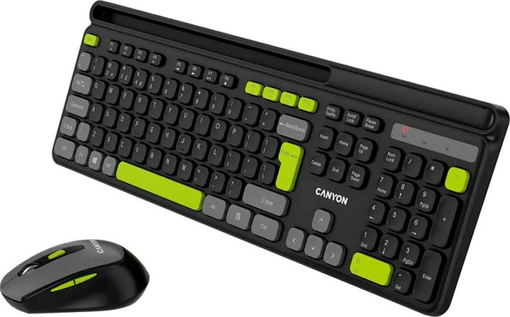 Actual product image Canyon Computer keyboard HSET-W5 EN Keyboard+Mouse AAA+AA Wireless Black (US, Wireless)