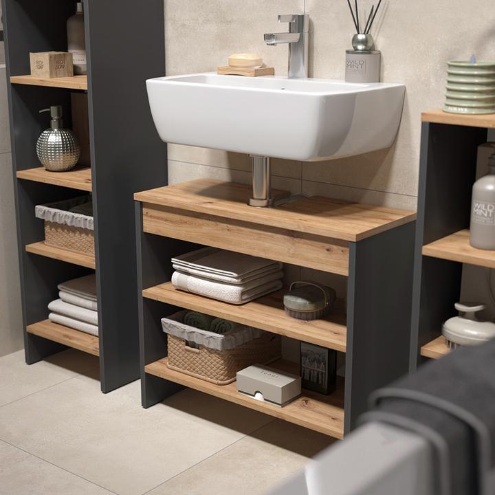 Produktbild Vicco Badmöbel-Set Karli, Anthrazit/Goldkraft Eiche, 3 Teile