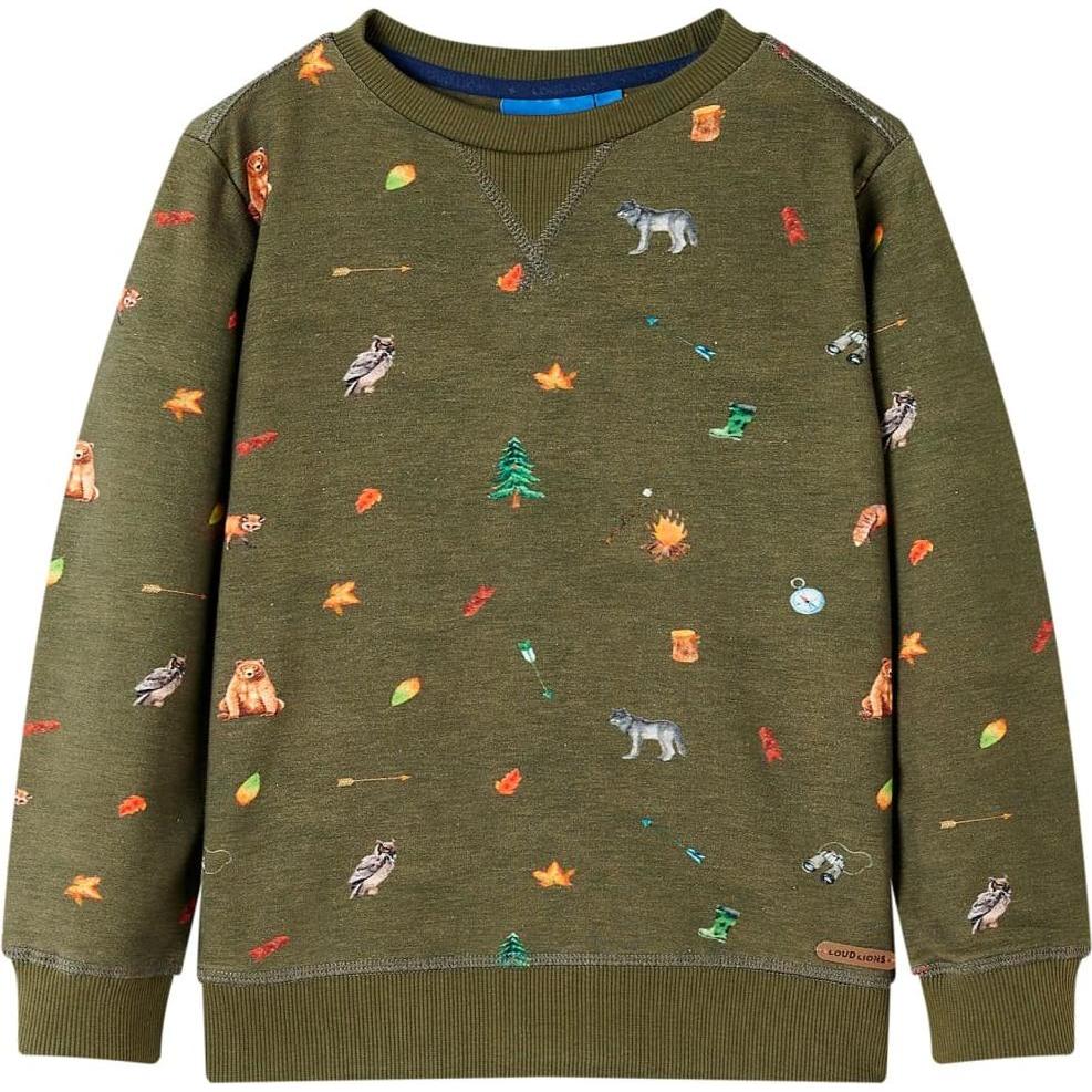 VidaXL, Unisex, Pullover, Kinder-Sweatshirt Khaki 128,Material: 95 % Baumwolle. 5, Grün, (128)