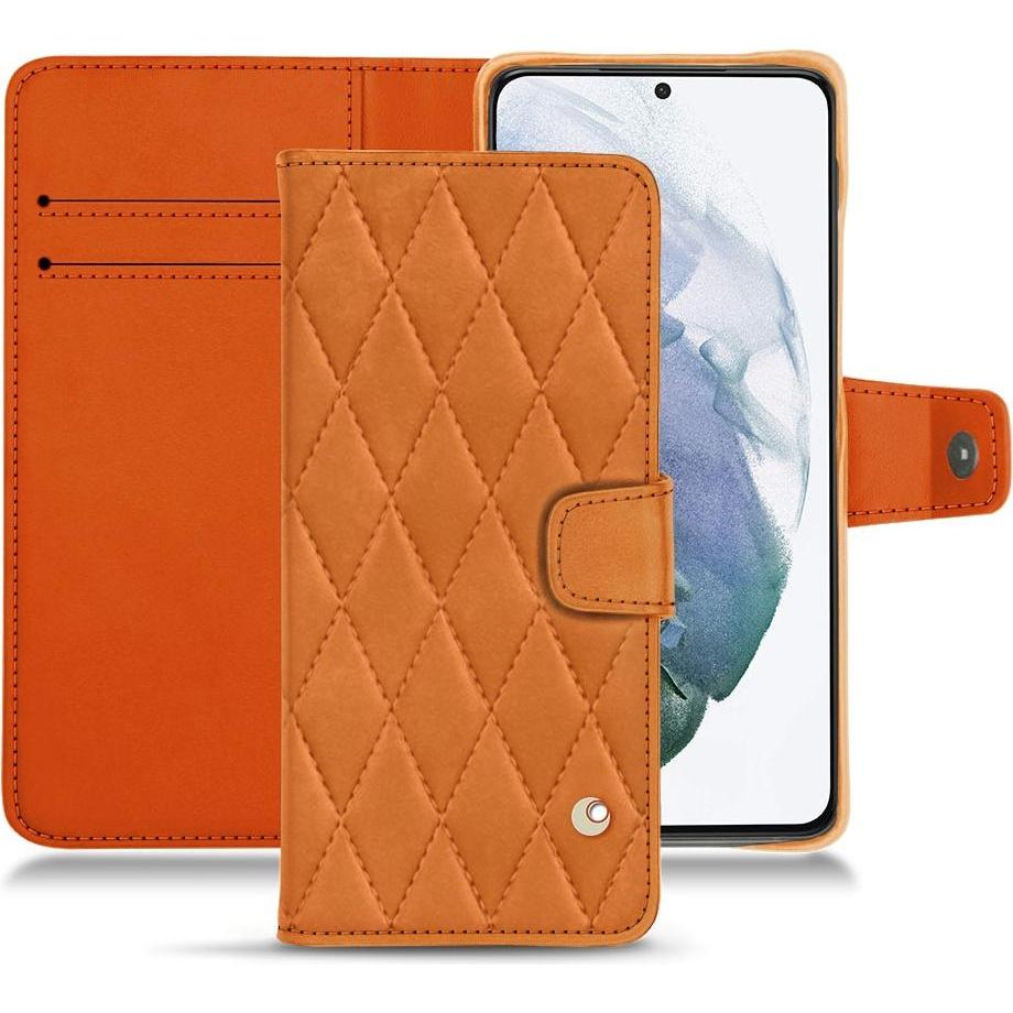 Noreve Lederschutzhülle Wallet (Samsung Galaxy S21+), Smartphone Hülle, Orange