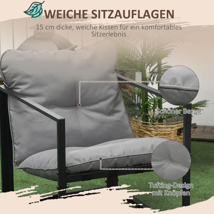 Immagine prodotto Outsunny Gartenmöbel-Set Stahl, Polyester Grau+Schwarz