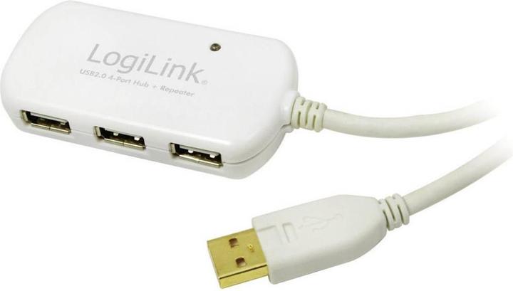 Actual product image LogiLink USB 2.0 extension cable repeater cable with 4 port hub (USB-A, 4 ports)