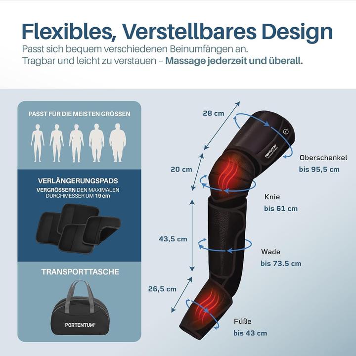 Produktbild Portentum Beinstimulatoren mit einstellbarer Wärme und Vibration, 5 Kompressionsstufen, Fernbedienung