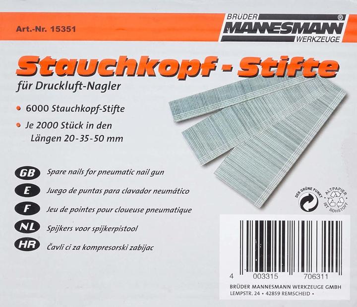 Actual product image Mannesmann Spare nails for pneumatic nailer M15350