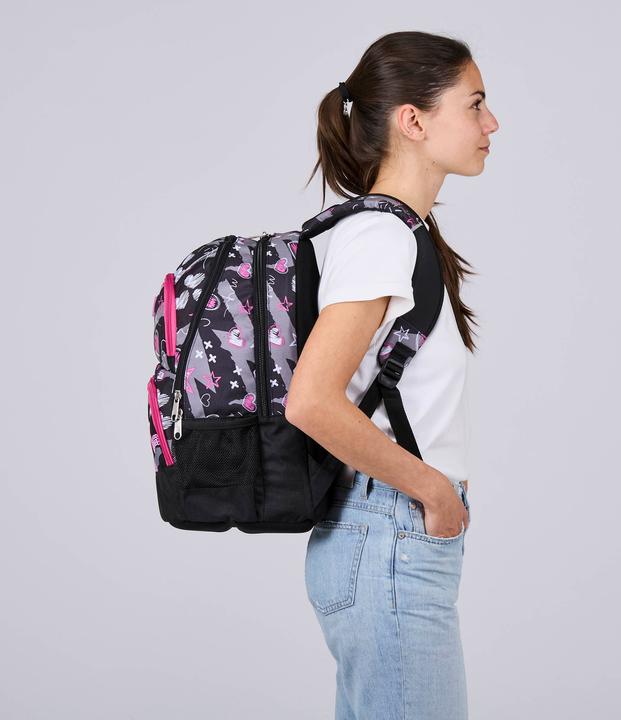 Actual product image Seven Adavanced Pockets Black Fuchsia School Backpack (33 l)
