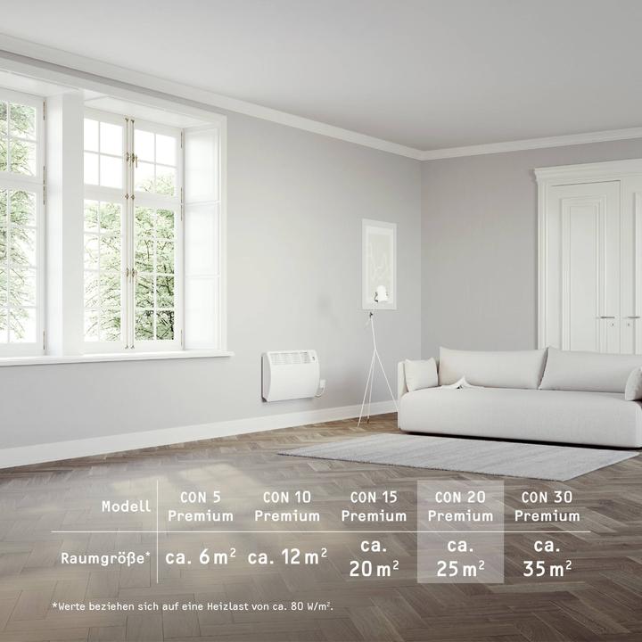 Produktbild Stiebel Eltron CON 20 Premium, 2,0 kW Wandkonvektor für ca. 25 m², VDE geprüft (2000 W)