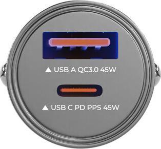Produktbild prio Fast Charge Autoladegerät 45W PD (USB C) + 45W (USB A) schwarz