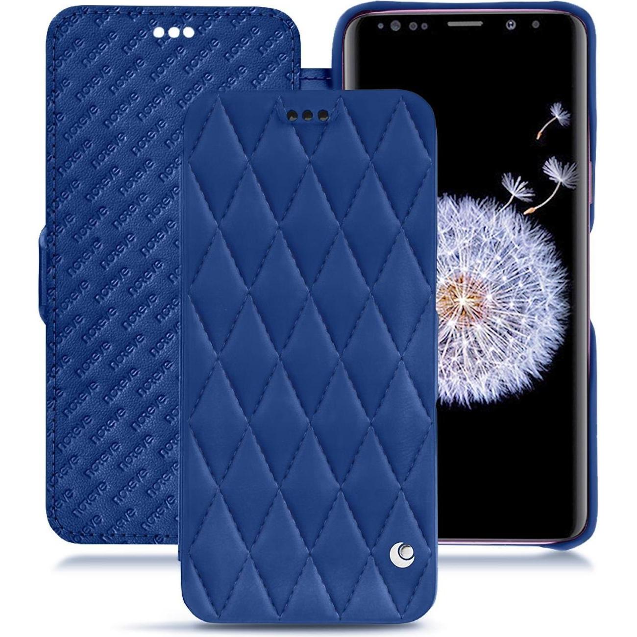 Noreve Lederschutzhülle horizontal (Samsung Galaxy S9+), Smartphone Hülle, Blau
