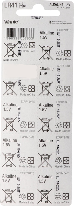 Actual product image Vinnic LR41 (10 pcs., LR41, 43 mAh)