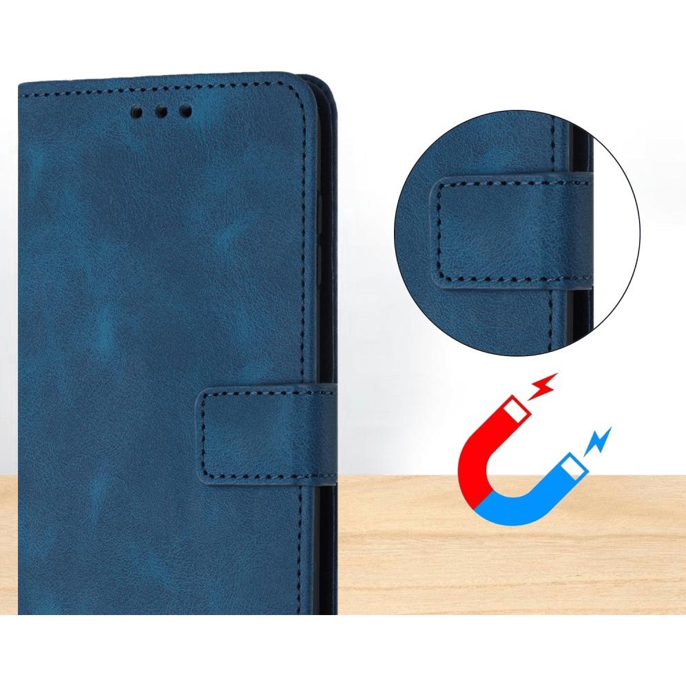 Thumbnail - Cover-Discount Galaxy A55 – Wildleder Look Etui im Vintage Design (Samsung Galaxy A55), Smartphone Hülle, Blau