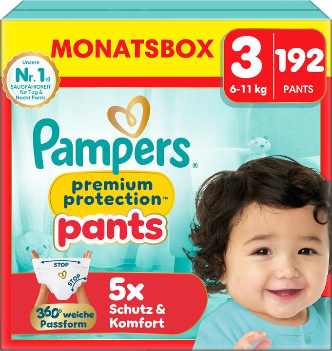 Pampers Premium Protection Pants (Taille 3, Pack mensuel, 192 pcs)