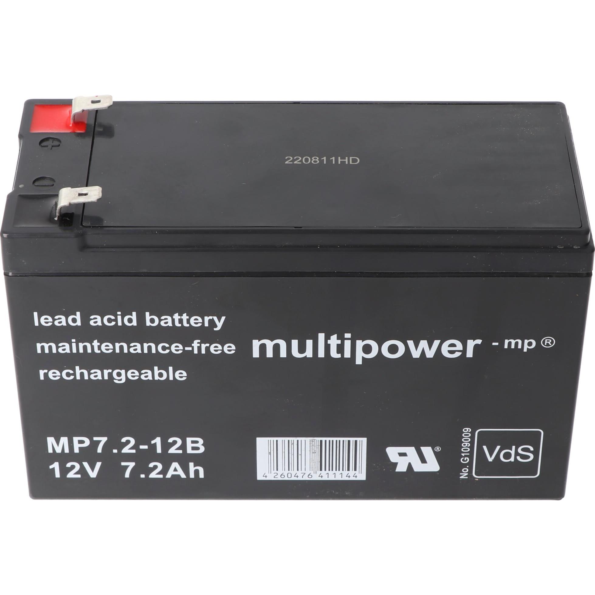 Thumbnail - Multipower, Versorgungsbatterie, Akku MP7-12B mit 6,3mm Faston (12 V, 7 Ah)