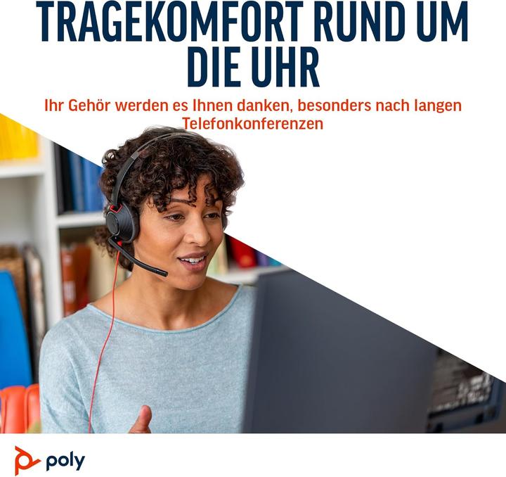 Produktbild Poly Schnurgebundenes Headset Blackwire 5210 mit Noise Cancelling-Mikrofon (Kabelgebunden, USB-A, USB-C, Google Meet, Microsoft Teams, Zoom)