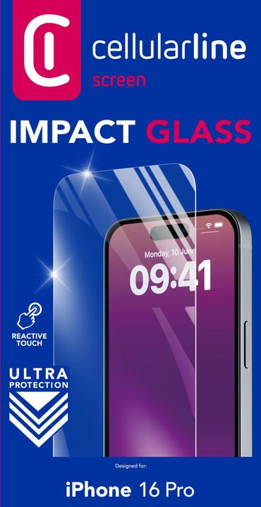 Produktbild Cellularline Impact Glass (1 Stück, Apple iPhone 16 Pro)