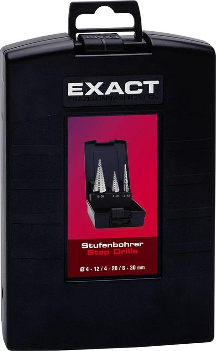 Actual product image Exact HSS step drill bit set 3 pieces 6 (4 - 12, 4 - 20, 6 - 30)