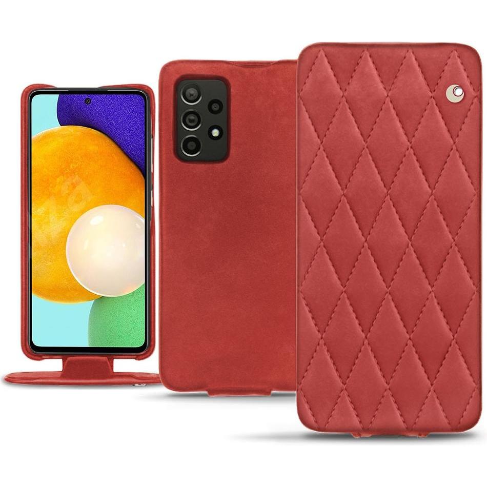 Noreve Lederschutzhülle vertikal (Samsung Galaxy A52), Smartphone Hülle, Rot