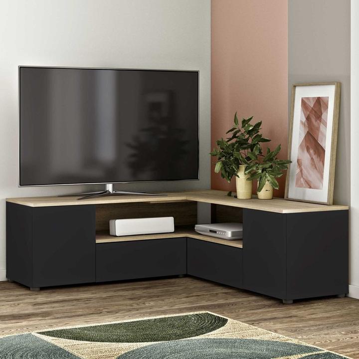 Immagine prodotto Temahome Porta TV angolare nero e rovere (40 x 46 cm)