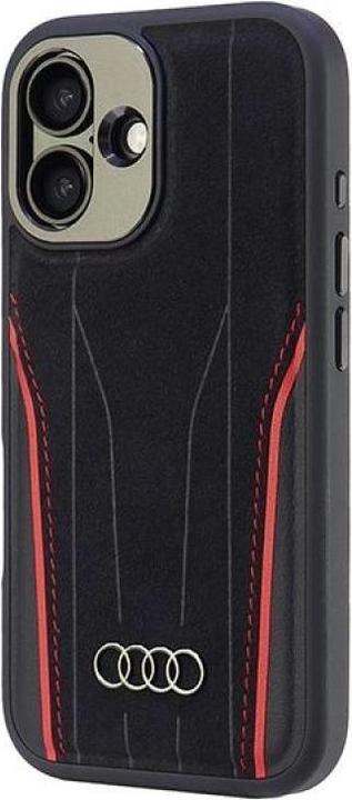 Actual product image Audi Genuine Leather MagSafe iPhone 16 6.1" czarno-czerwony/black-red hardcase AU-TPUPCMIP16-R8/D3-R (Apple iPhone 16)