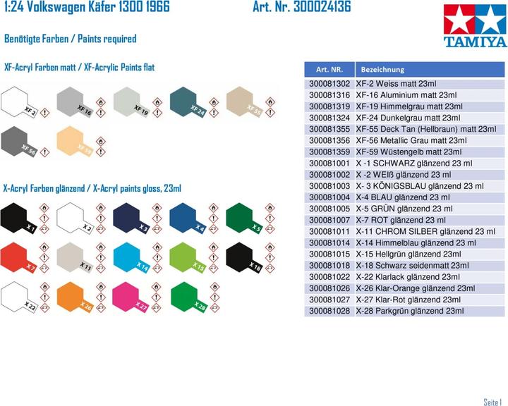 Actual product image Tamiya Vw 1300 1966